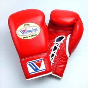 Winning MS-300 Red Lace Up Boxing Gloves 10oz