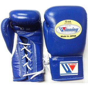 Winning MS-300 Blue Lace Up Boxing Gloves 10oz