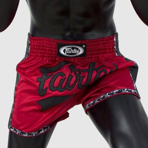 Fairtex BS1703 Red-Black Slim Cut Muay Thai Shorts