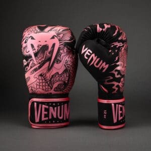 Venum Dragon's Flight Boxing Gloves - Black/Metallic Pink