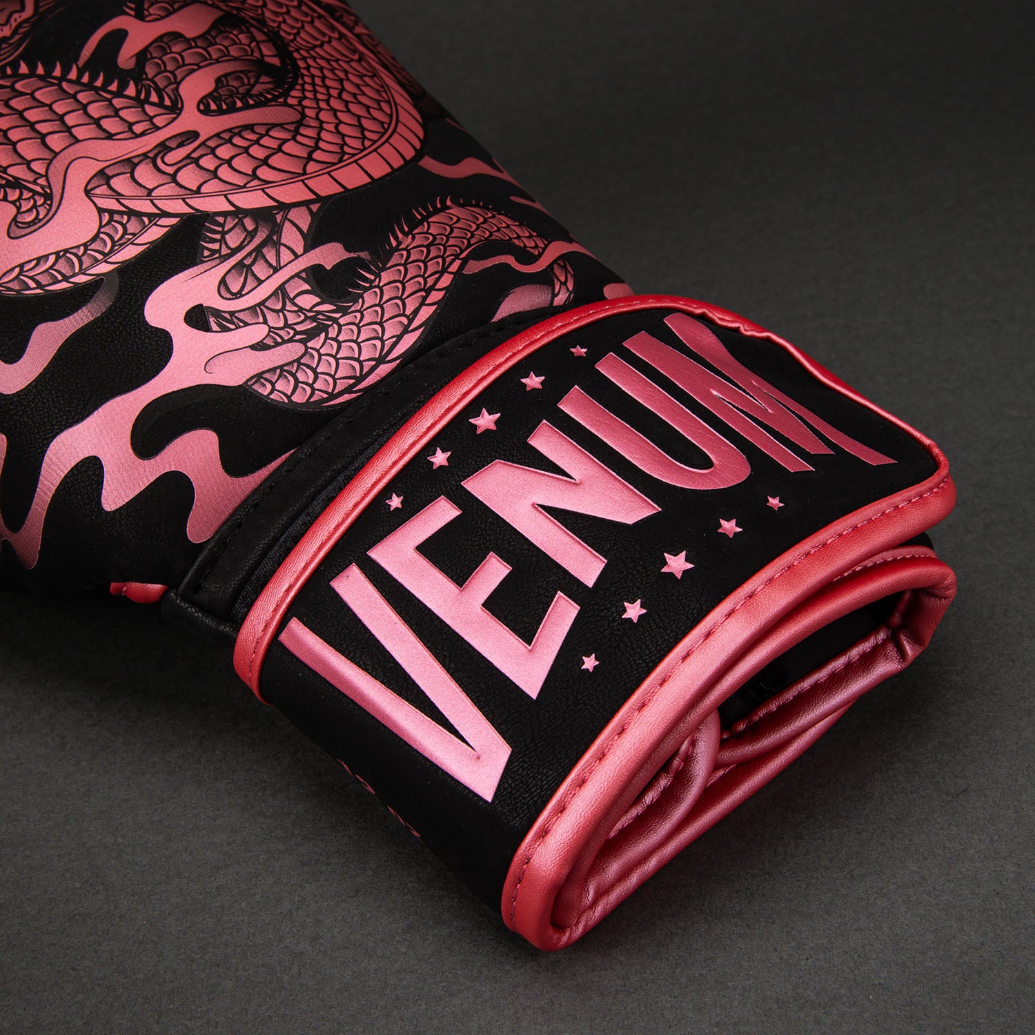 Venum Dragon's Flight Boxing Gloves - Black/Metallic Pink - Image 2