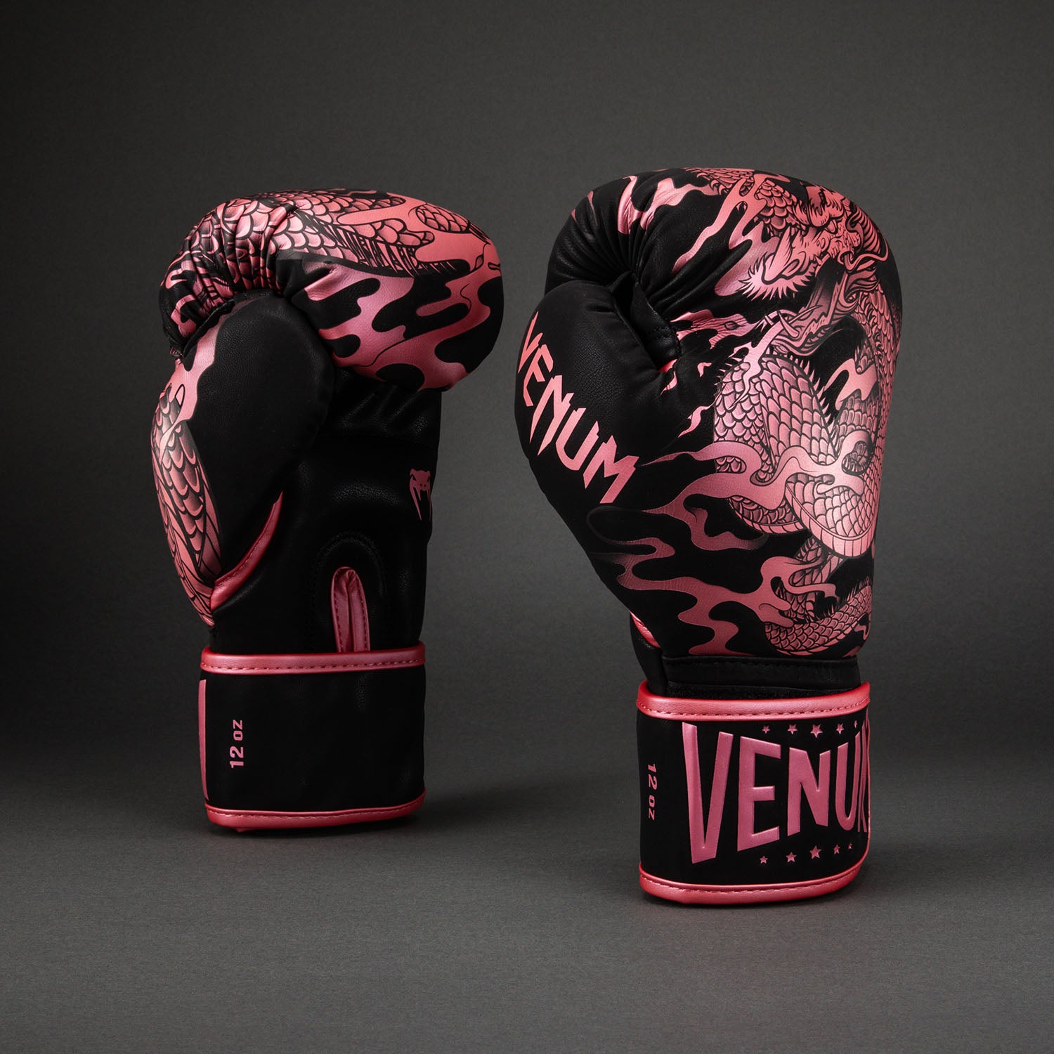 Venum Dragon's Flight Boxing Gloves - Black/Metallic Pink - Image 3